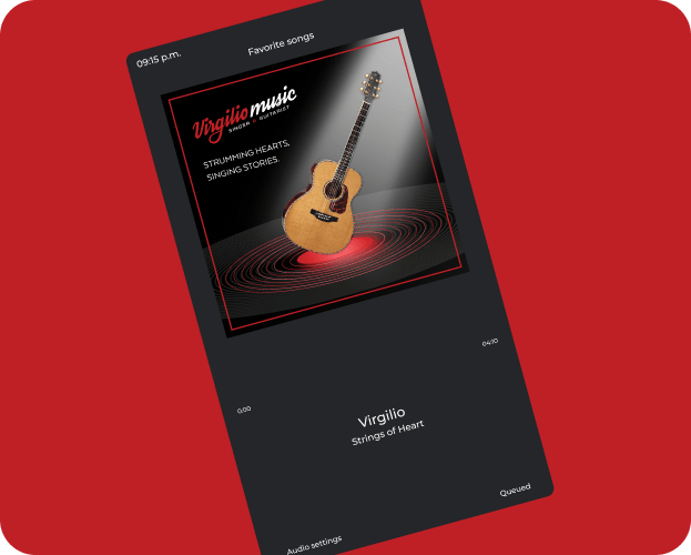 Virgilio Music custom player delivering immersive fan streaming experience