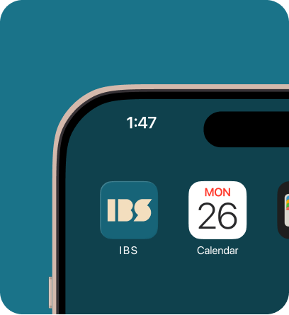 IBS app icon on iPhone reinforcing seamless digital brand accessibility