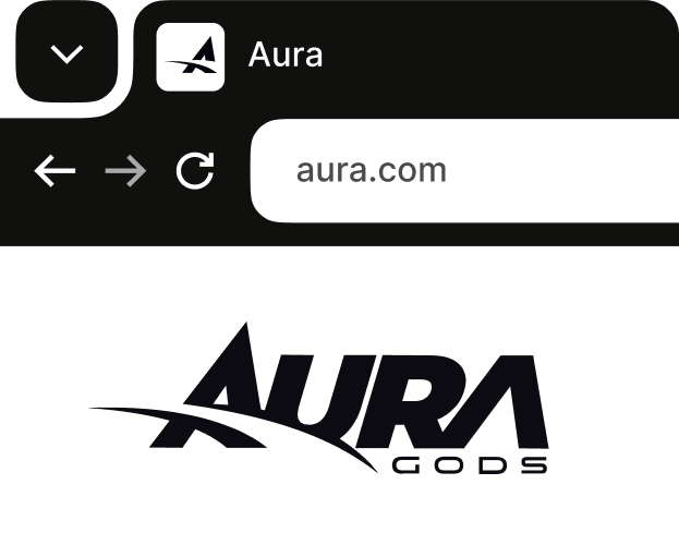 Aura Gods favicon and primary logo demonstrating cohesive brand identity across web and digital platforms