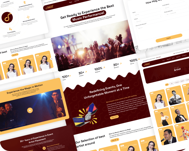 Showit Künstleragentur full website design showcasing a professional platform built to connect artists with top music events and performances