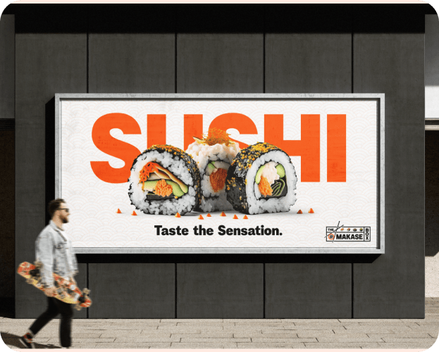 Omakase Box sushi billboard driving brand awareness with Taste the Sensation