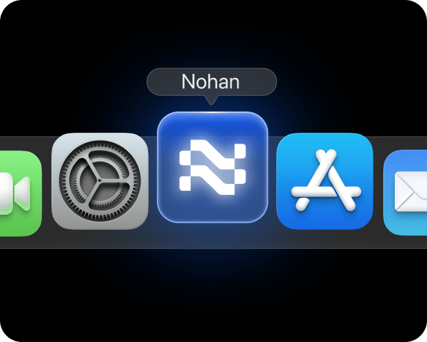 Nohan app icon in iPhone app switcher demonstrating seamless brand integration across iOS digital experience