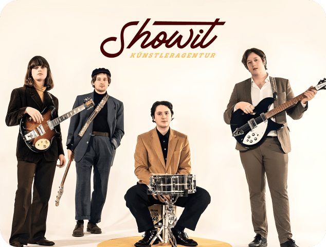 Four-member music band with guitars and drums for Showit artist agency branding