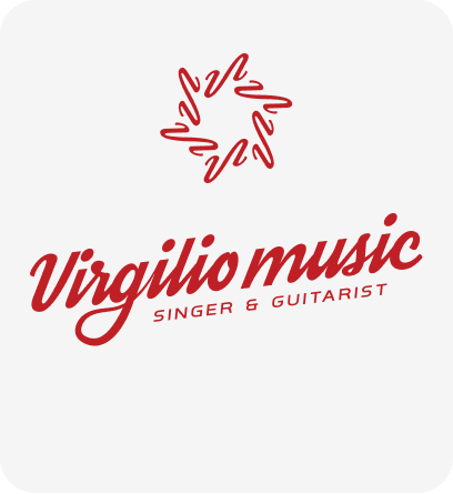 Virgilio Music red script logo reflecting Italian artistry and timeless performer identity