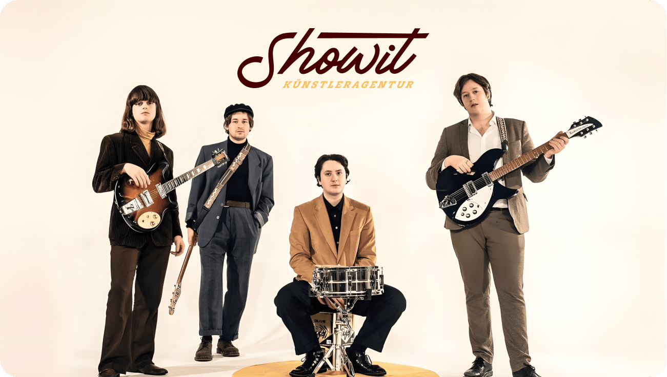 Four-member music band with guitars and drums for Showit artist agency branding